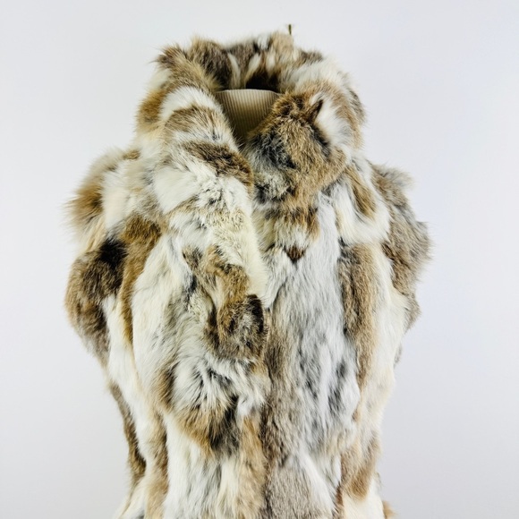 Arielle genuine rabbit fur high collar vest - Picture 9 of 14